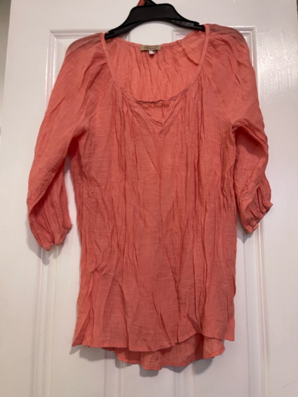 Janette Plus Coral Lightweight Crinkle Blouse